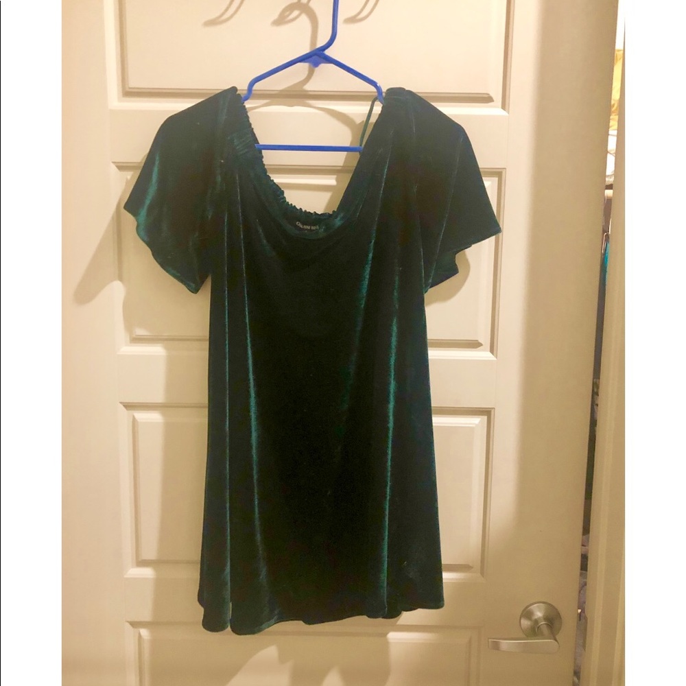 Gianni Bini Green velvet babydoll dress